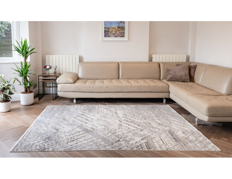Machine Woven Grey Indoor Rug, Rectangle 160cm x 203cm