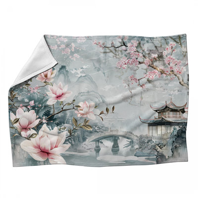 Jeté en polaire Oriental Garden - Jetés décoratifs pour canapés ou lits