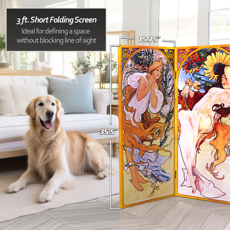 Paravent Sarno Art Nouveau Seasons, 3 pi de haut