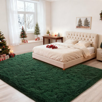 Solid Rug Soft Fluffy Green Indoor Area Rug for Living Room Bedroom Nursery Kids Room