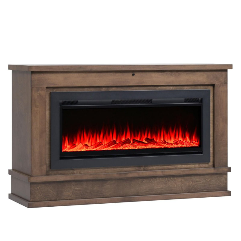Armoire télé avec foyer électrique Ambiance, Brun intense