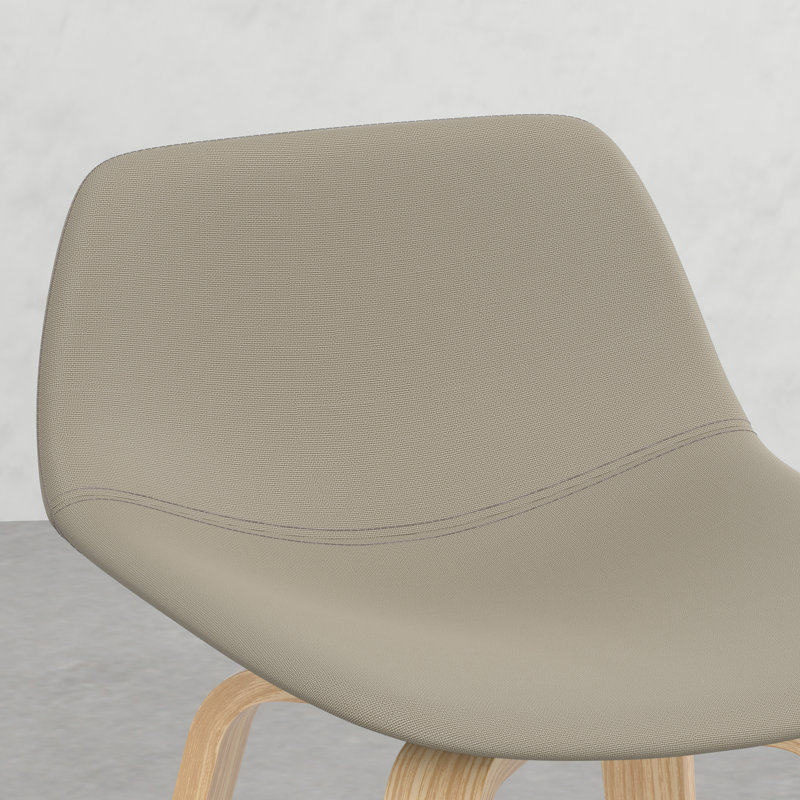 2 Bar Height Stool - Natural Veneer And Foam Padding Seat Counter/bar Stools (2) Mid-century Style Wood Frame Back
