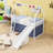 Twin Metal House Loft Bed With Slide And Ladder-1100496207