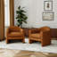 Esly Upholstered Modern Curved Rusted Orange Boucle Barrel Accent Chair-807109100