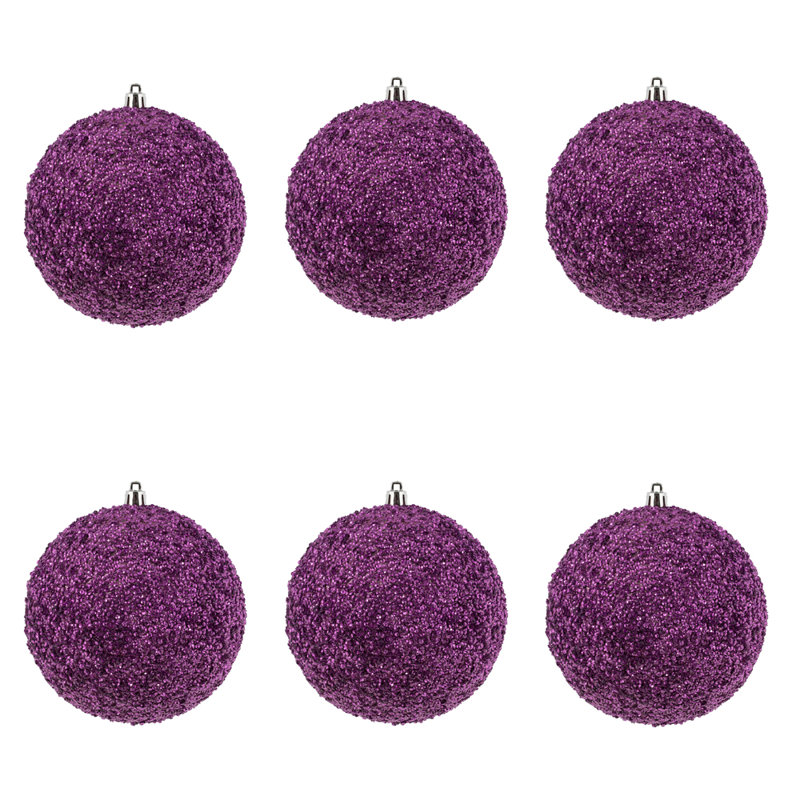 Beaded Solid Ball Ornament, Pink, 4.75" H x 4.75" W x 4.75" D