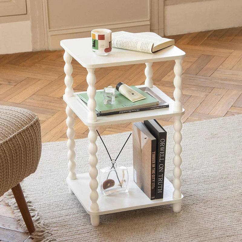 Small Side Table With 3 Tier Open Shelf, Modern Nightstand Bedside Table For Living Room, Bedroom, Office And Small Spaces – White – 3 Tier Open Shelf / Wood‑Like Material / Modern Style