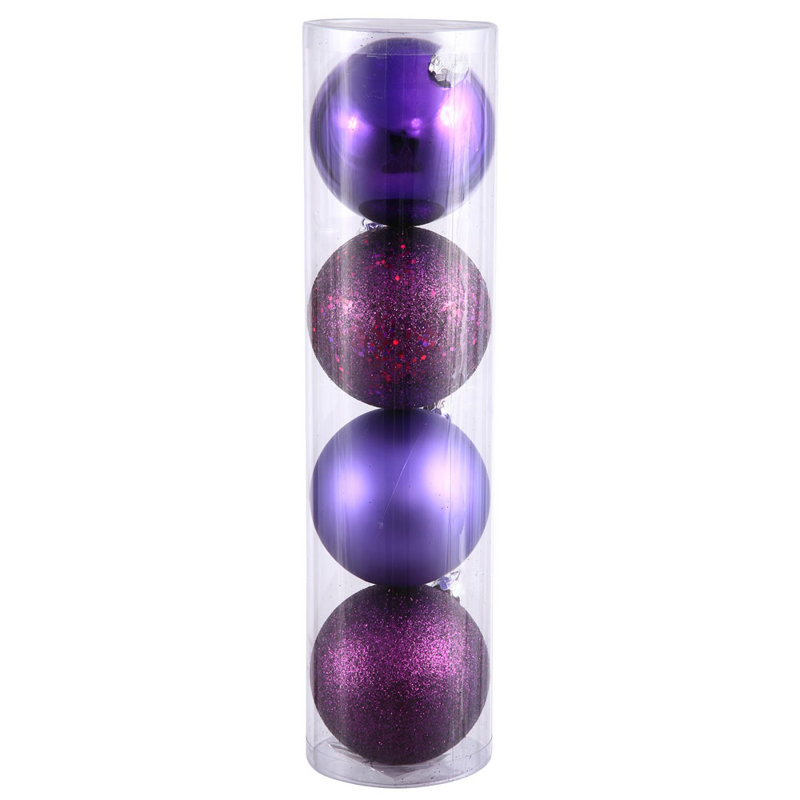Décoration de boule décorative des Fêtes, H 4,75 po x l 4,75 po x P 4,75 po, Prune