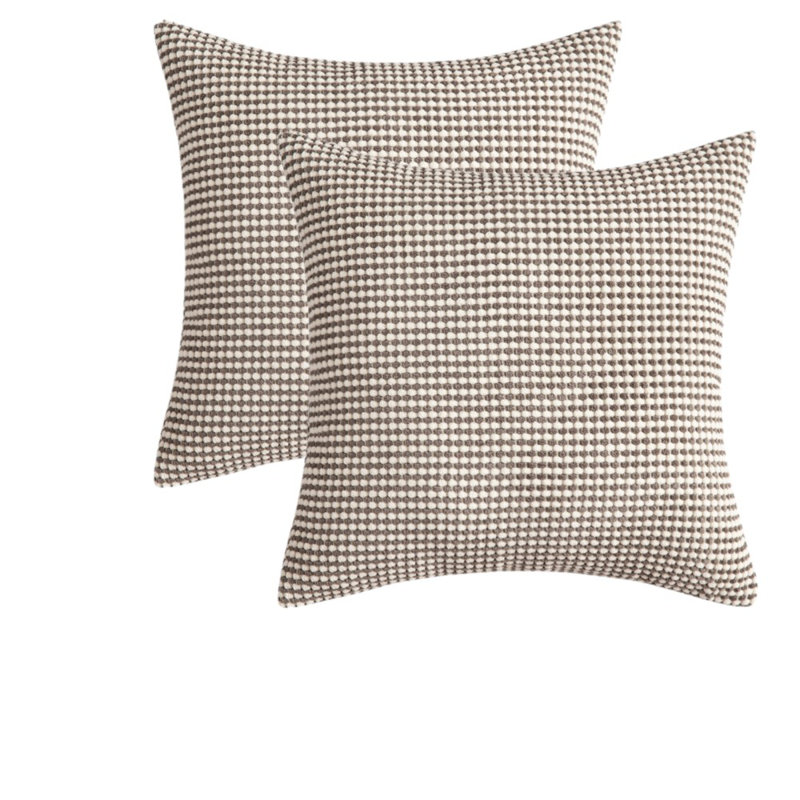 Set Of 2 Throw Corduroy Two Tone Cushion Covers, Gray
