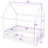 Billee Full Size Wooden House Bed with Fence and Door-1670125064