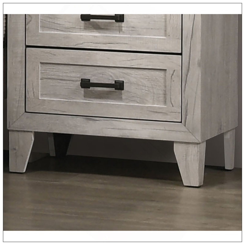 Table de chevet avec finition blanche délavée et élégante table de chevet 1Pc