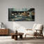 Toile murale intérieure à patine turquoise et chaînes suspendues-278893686
