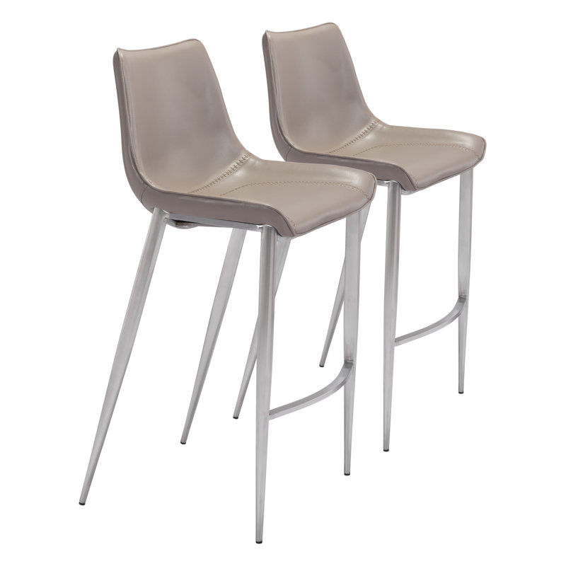Tabouret de bar Magnus, Chrome chrome, Gris