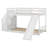 Solid Wood Twin Over Twin Low Bunk Bed With Slide And Storage Staircase-443324544