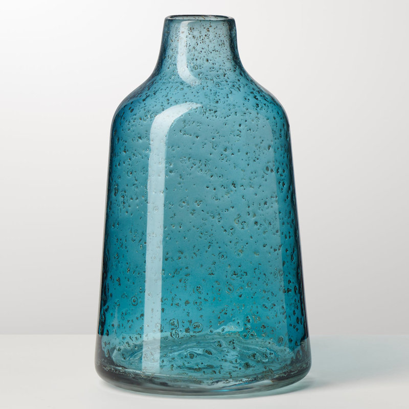 Vase conique en verre transparent 10 ", Bleu, 10 inch