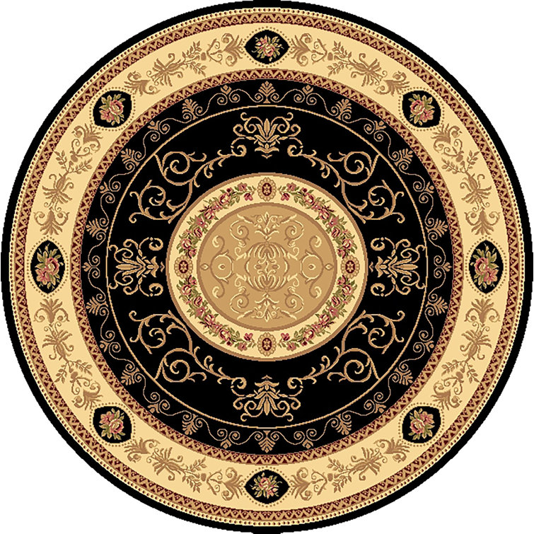 New Vision F. Aubusson Black Area Rug