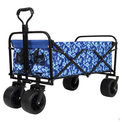 440Lbs Collapsible Foldable Wagon Cart With Strapping System ,Beach Wagon Utility Cart Utility Wagon Grocery Cart For  Camping Shopping Sports Gardening Fishing Supports 3Pcs Plastic Liner Bag