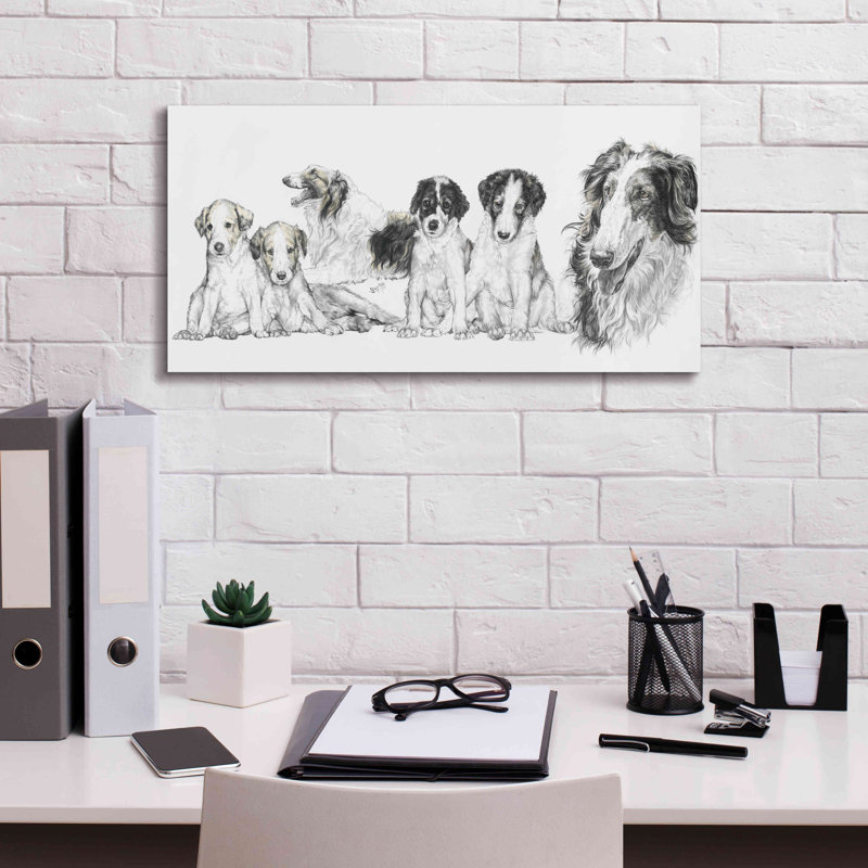 «Growing Up Borzoi» par Barbara Keith, art mural sur toile, H 12 po x l 24 po x P 0,75 po