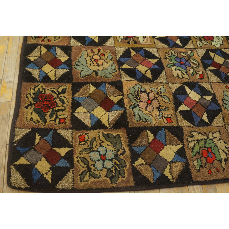 Antique American Hooked Rug Hallway Runner Wool
