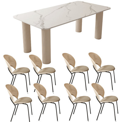 Glossy Rock Dining Table Rectangular 31.5'' W Dining Set