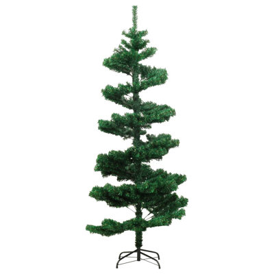 Swirl Christmas Tree with Stand and LEDs Green PVC Decor