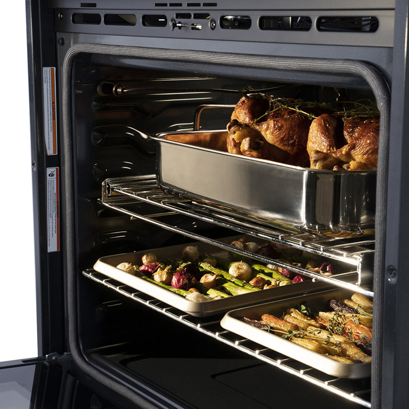 ZLINE Autograph 30 in. True Convection Single Wall Oven in Satin Steel with Nickel Helix Handle