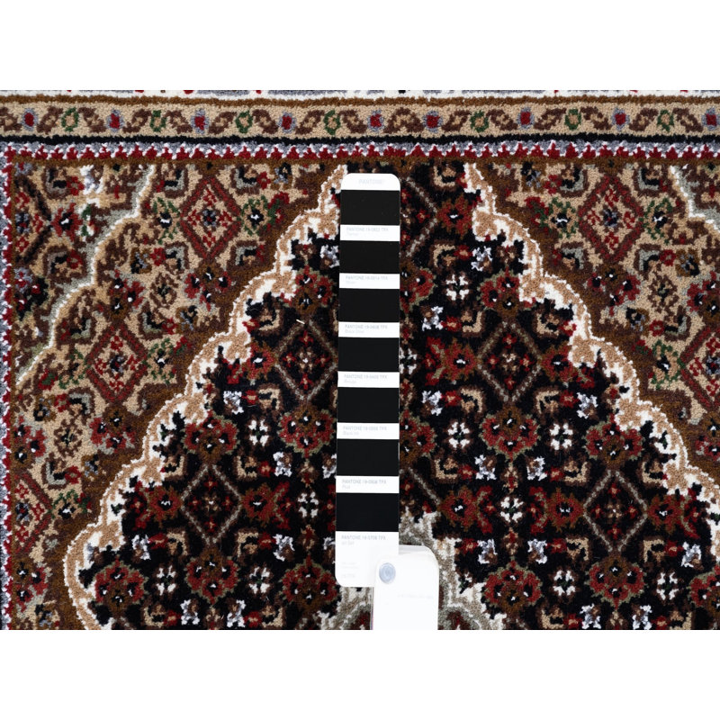 Tapis oriental rectangulaire noir en laine noué à la main 3 pi 2 po x 5 pi 4 po - MOA10262491