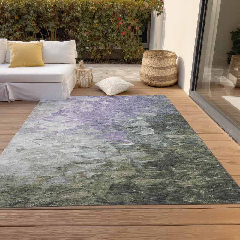 Machine Washable Indoor/Outdoor Cinead ACN1674 Lavender Rug, Rectangle 3' x 5'