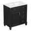 Armoire de meuble-lavabo autoportante de 30 pouces avec tiroir escamotable, 3 tiroirs et armoire de rangement, bois massif et panneau de fibres à densité moyenne, comptoir en céramique-133409466