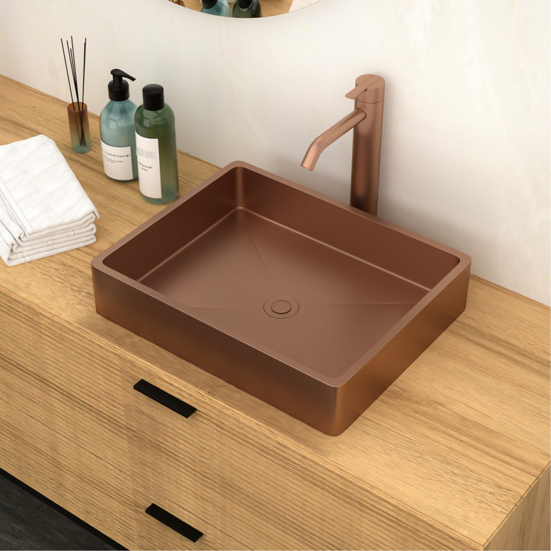 Lavabo pour salle de bain 19 po x 15 po Rose Gold