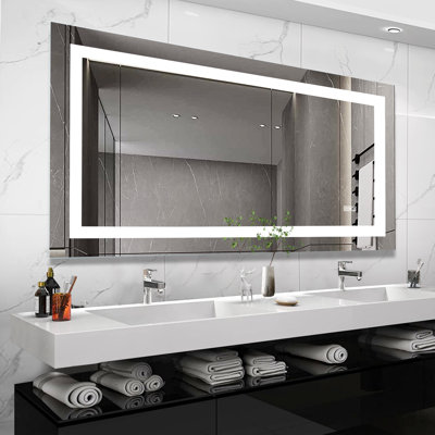 72" X 36" Led Bathroom Mirror With - Fog And Touch Sensor, Wall For Bathroom, Super Bright, Shatterproof Glass, Adjustable Lighting Sensor Mirror, Lighted Vanity, Corrosion , Color Temperatures