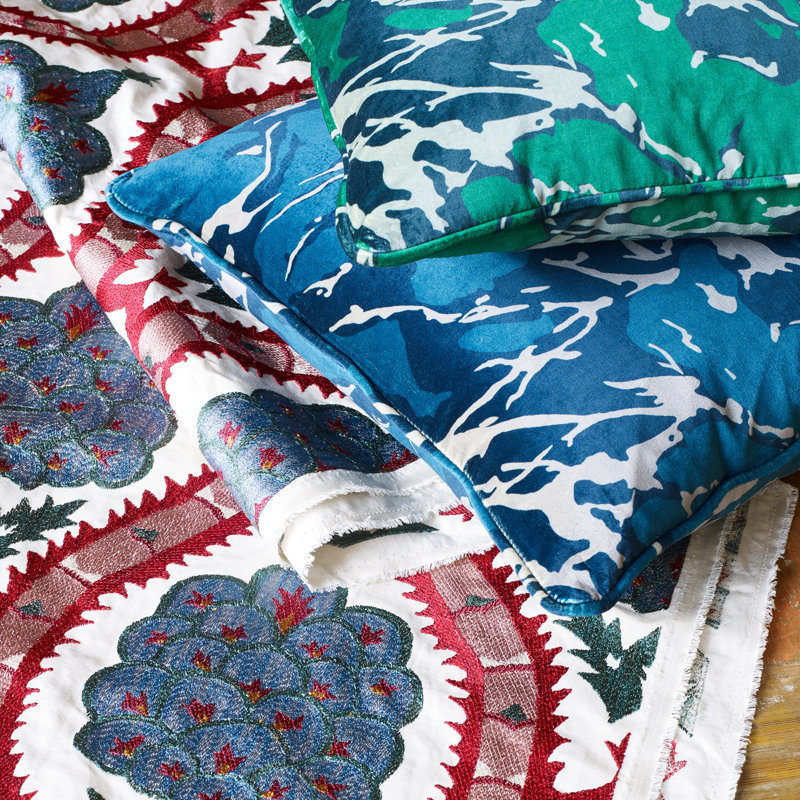 French Marble Velvet Fabric, Malachite