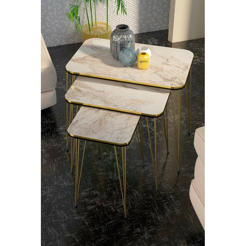 Ayleen 24cm Console Table, White Marble