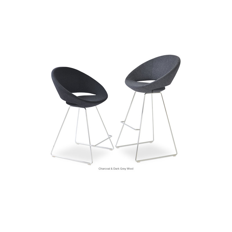 Tabouret de comptoir bar & Crescent, Gris foncé, Tabouret de bar (siège d'une hauteur de 29 po)