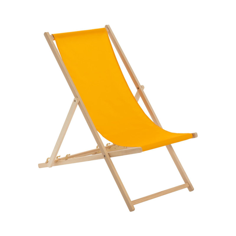 Folding Wooden Deck Chair, Orange