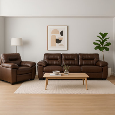 Ensemble de canapé et chaise en cuir deux pièces Linhay