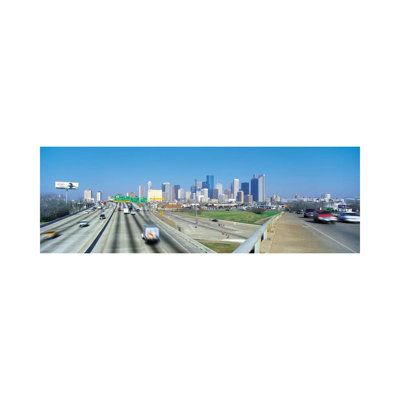 Houston Panoramic Skyline Cityscape by Unknown Artist - Wrapped Canvas Panoramic Print