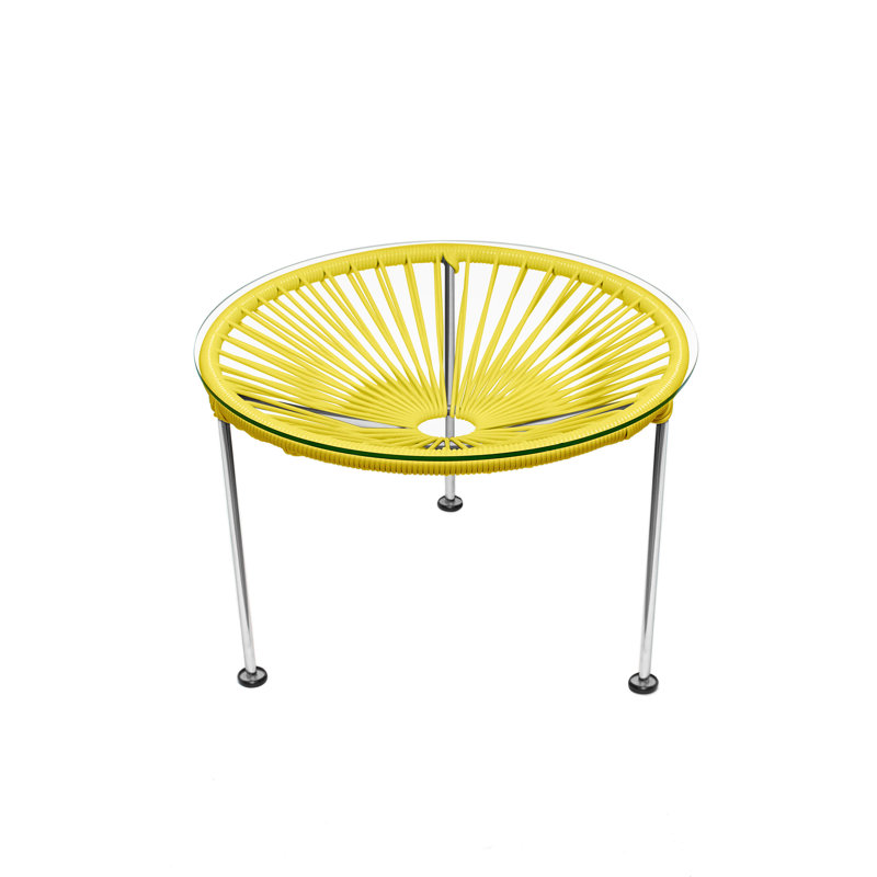 Zicatela Indoor Handmade Coffee Table, Chrome, Yellow