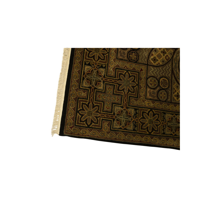 Tapis noir de haute qualité noué à la main