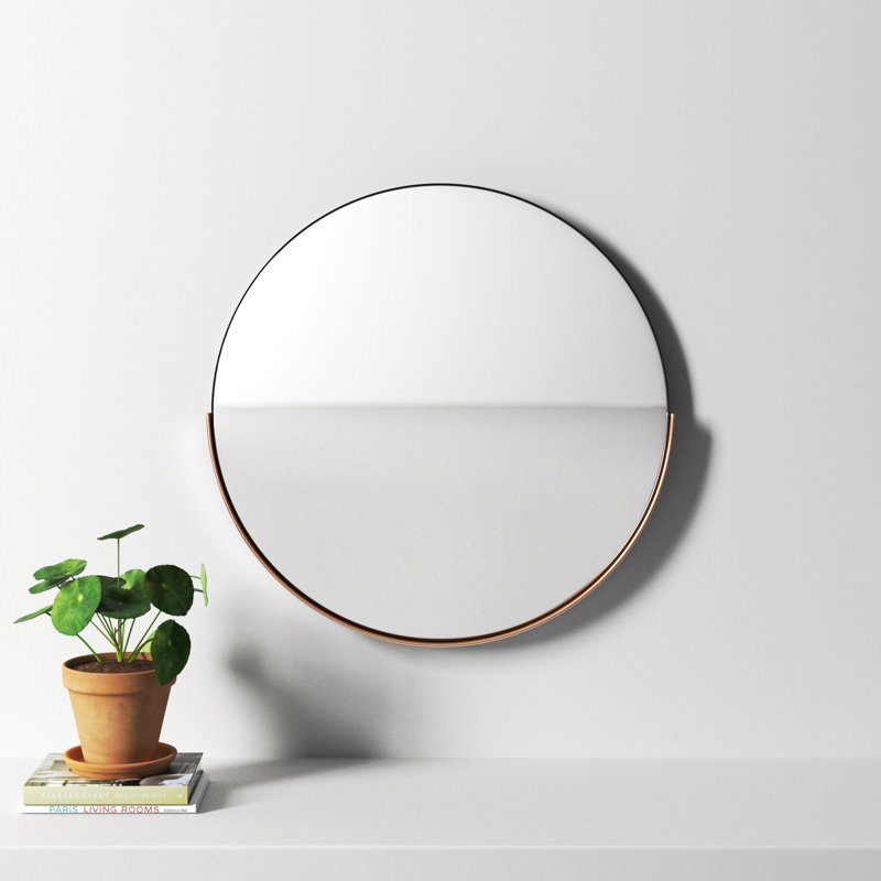 Ames Stainless Steel Round Mirror, Rose Gold