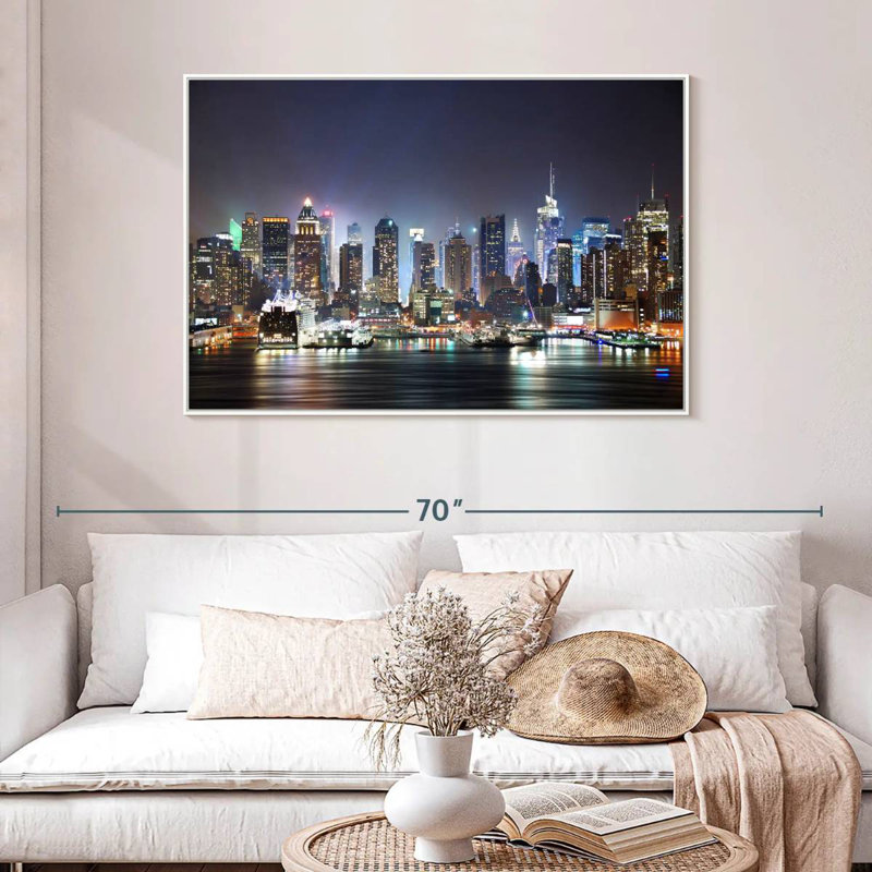 Veilleuses de New York, Cadre flottant blanc, 46 po x 31 po