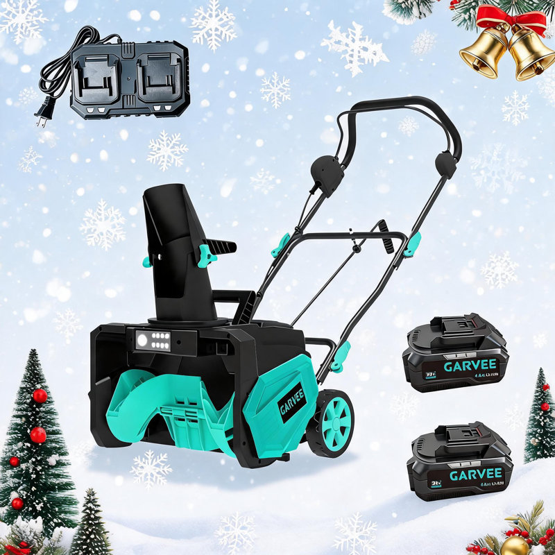 40V Cordless Snow Blower with 2x 4.0Ah Batteries, 20-Inch Clearing Width, 12 in Snow Depth, 180° Rotatable Chute, LED Light, Quiet Electric Snow Thrower for Driveway Sidewalk Winter Snow Removal.