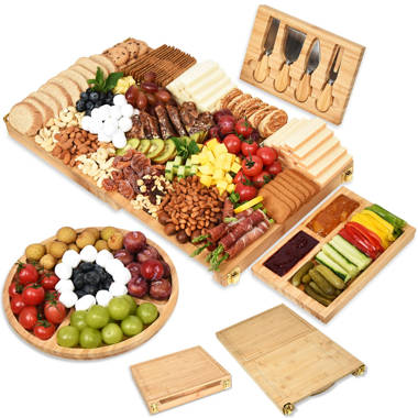 Home Mini Cutting Board with Magnetic Knife Small Fruit Cheese Cutting Board Solid Bamboo Wood Board for Baby Infant dormitory,camping Cutting Board