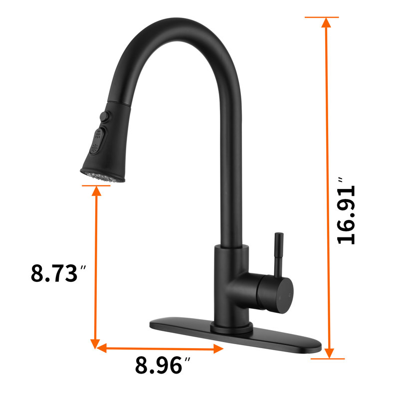 SOUEEUM Pull Down Kitchen Faucet, Matte Black