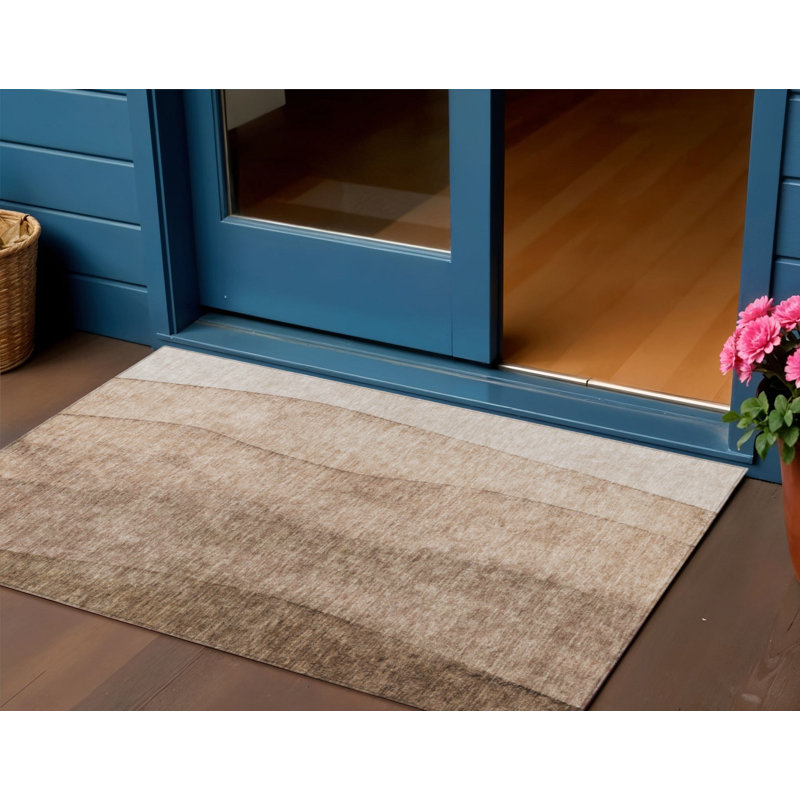 Tapis intérieur / extérieur dégradé brun et beige 3 pi x 5 pi