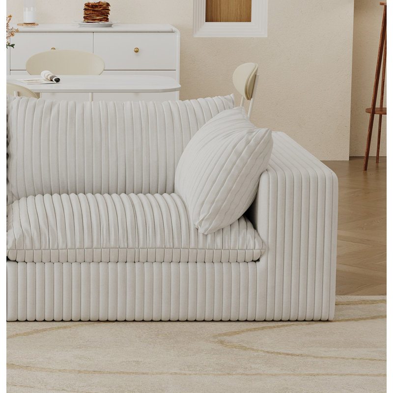 Canapé Boneless Cloud, tissu en velours côtelé, sièges profonds, conception à deux couches, coussin amovible, sans assemblage, combinaison de bricolage pour salon, chambre à coucher, salle de conférence, appartement