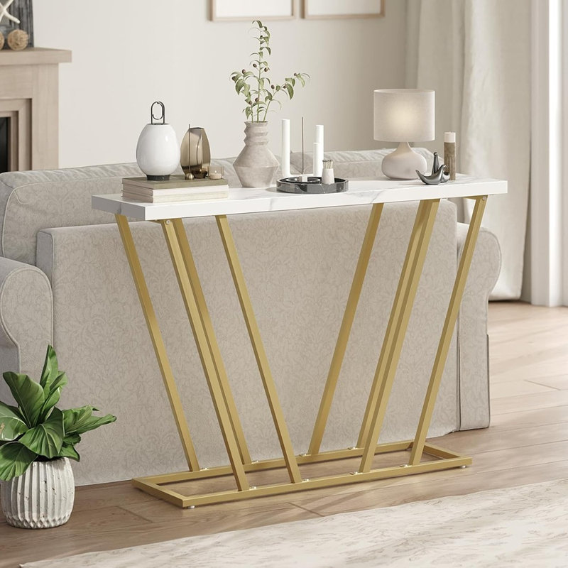 Console, table d'entrée moderne avec accoudoirs géométriques en métal