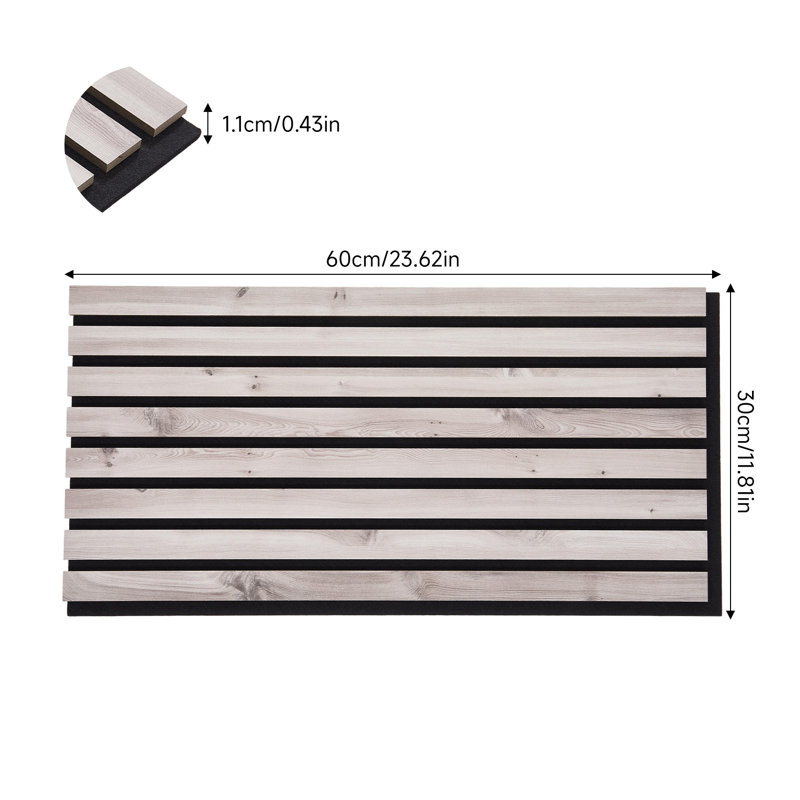 16-Pack Self-adhesive Acoustic Wood Slat Wall Panels for Interior Decor