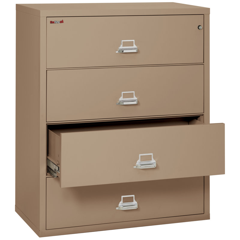 Fireproof 4 - Drawer File Cabinet, Taupe, Key Lock
