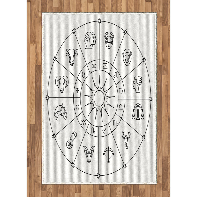Astrology High Density Long Fiber Poly Threads Decorative Area Rug Carpet, Rectangle 4' x 5'8"