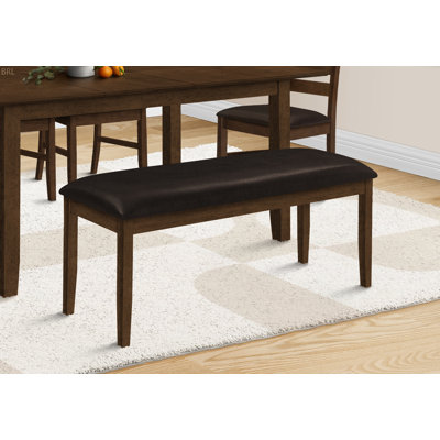 Banc, rectangulaire 48 po, salle à manger, vestibule, couloir, cuisine, rembourré, bois, bois massif, aspect cuir, transitionnel